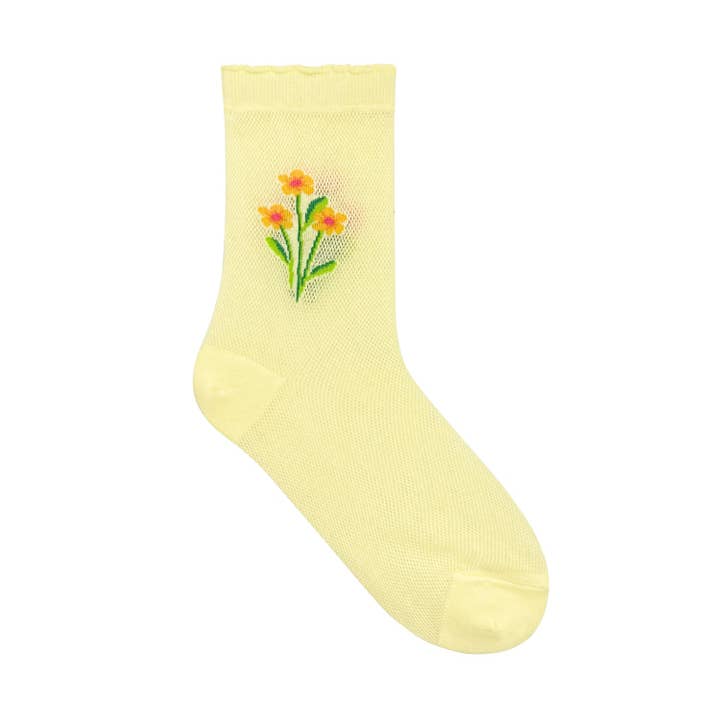 7DAYSSOCKS - Vente Chaussettes – femme - Chaussettes de jour romantiques en maille Crew pour femmes1