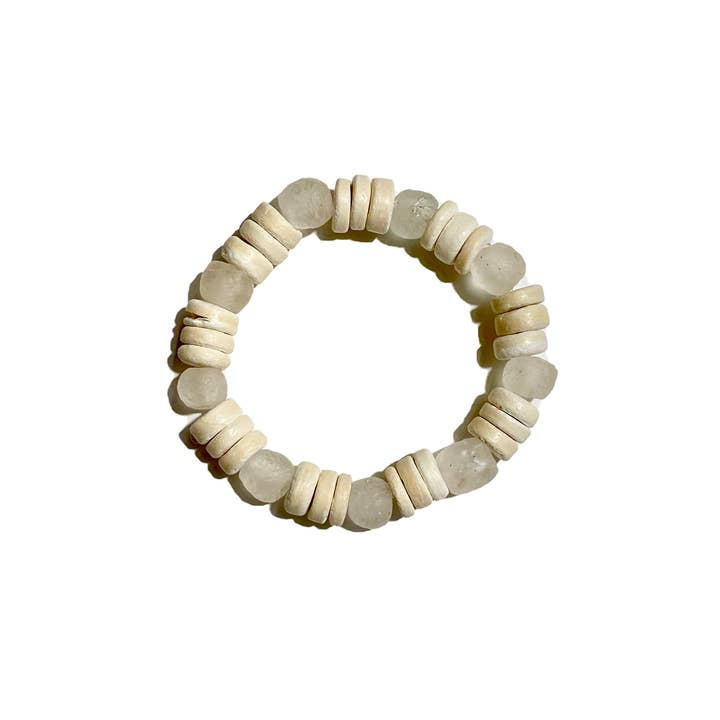 Twine & Twig - Wholesale Beaded Bracelet - Stacked Single Stack | White