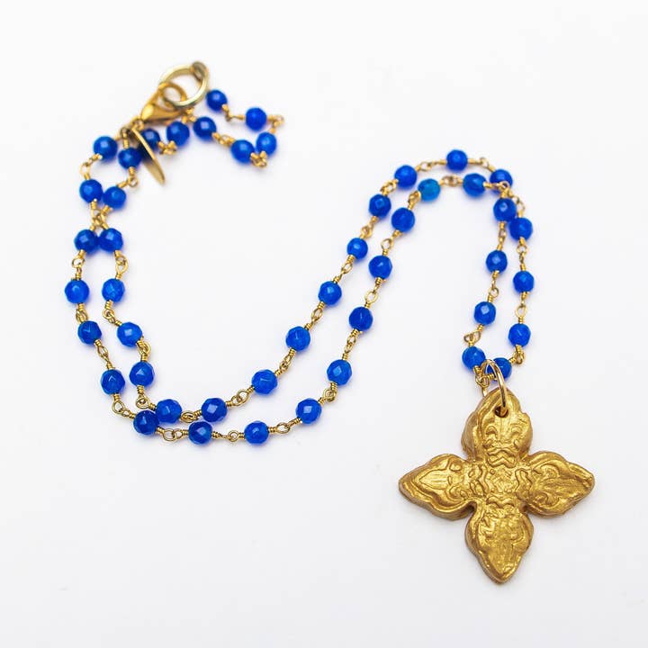 Blue Chain with Kait Cross for wholesale by Hidden Truth Jewelry