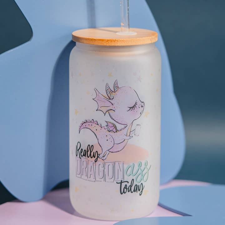 Really Dragon Ass Glass Can Tumbler for wholesale by Blush and Bold Collective