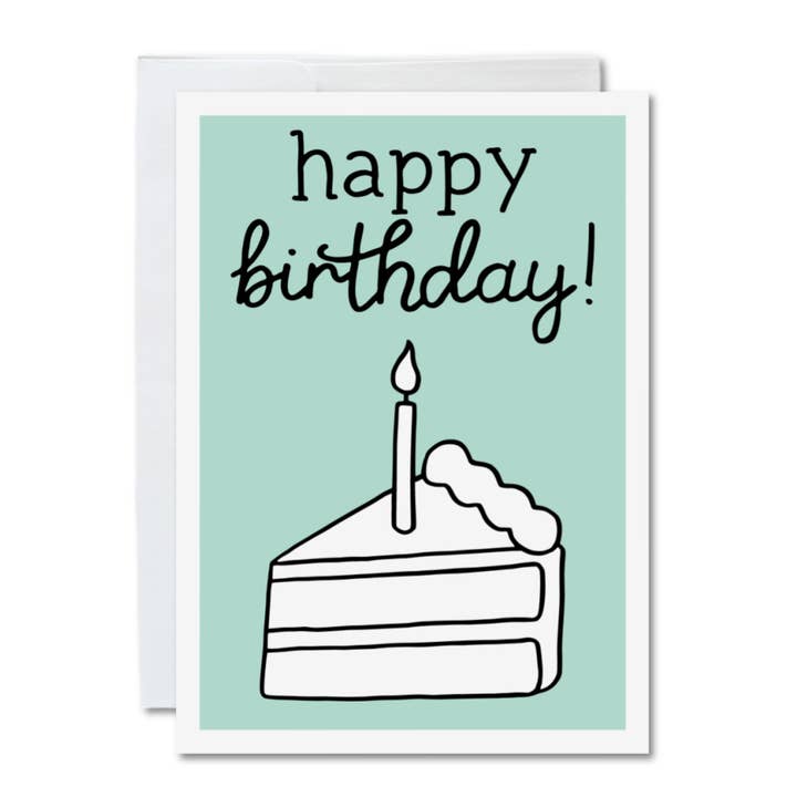 Ausmal-Geburtstagskarte – Kuchenstück mit Kerze für den Großhandel von Calamari Inc.