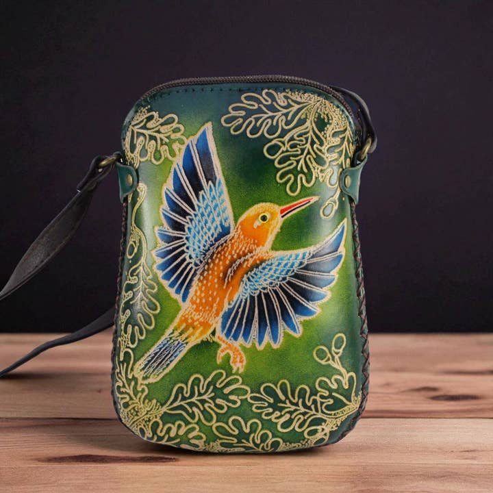 Sunflower Handmade leather inc – wholesale Axelväska - Dam – läder Hummingbird Pouch handväska handväska acrossbody1