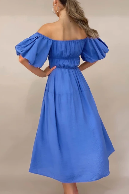 ESLEY – Vestido - Mulher por atacado – D2023ES0006-Puff mangas fora do ombro vestido maxi5