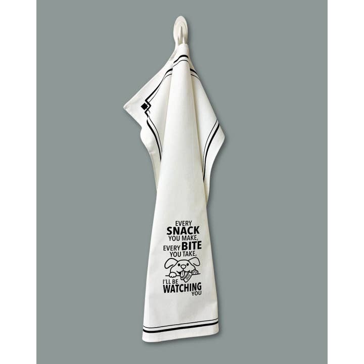 Fabdaz - Wholesale Tea Towel - “Every Snack You Make, Every Bite You Take, I'll Be Watching You” - Hey Now™ Cotton Kitchen Towel