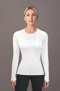 DYI Define Your Inspiration - Venta al por mayor Camiseta deportiva - Mujer - Manga larga sin costuras DYI Essential en blanco0