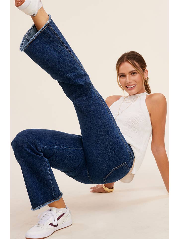 La Miel – Calças - Mulher por atacado – MCP3113-Calças Flare elástica de Cintura Alta Lavada e Macio43