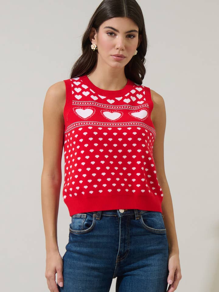 Parisa Heart Sleeveless Sweater Vest for wholesale by Sugarlips