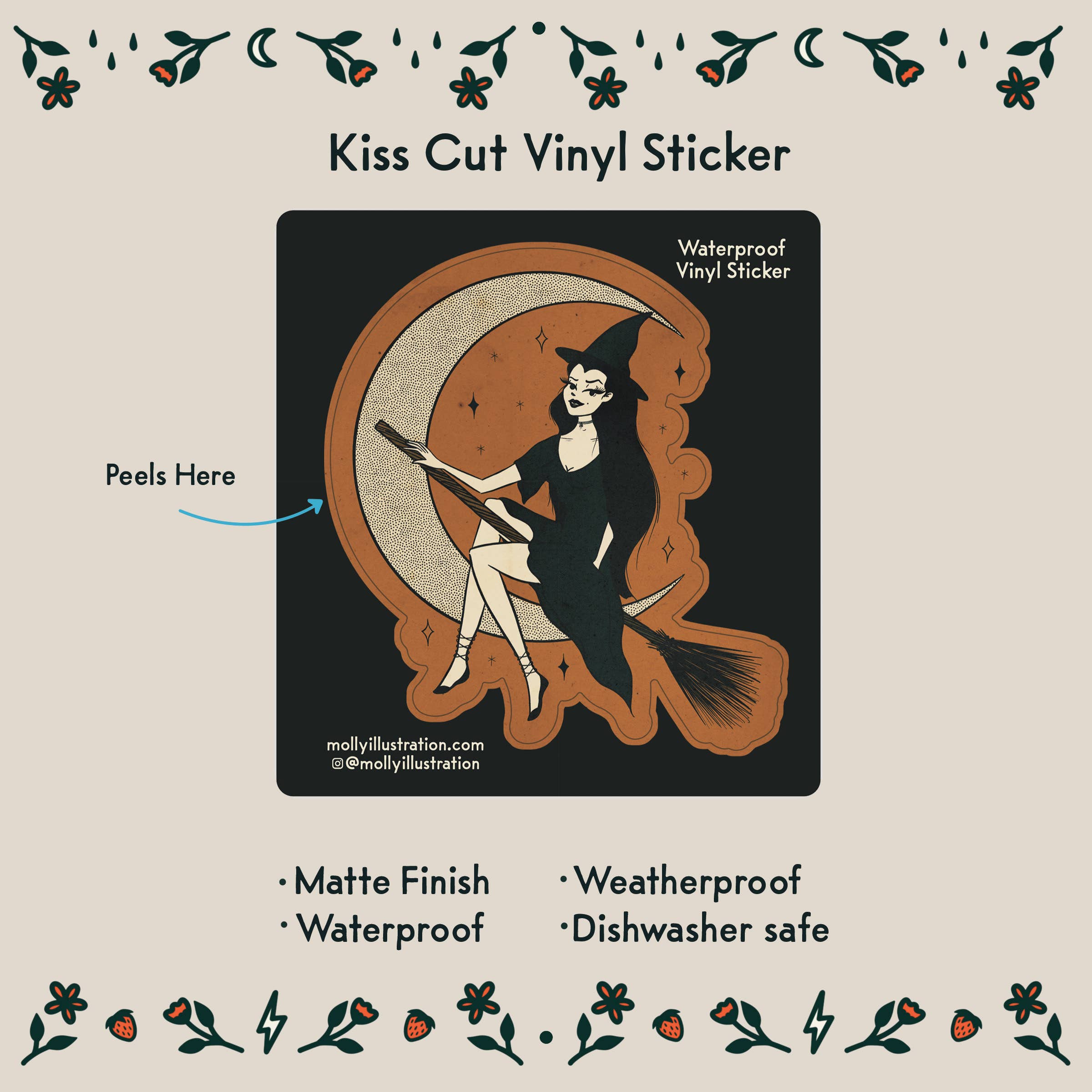 Molly Illustration - Wholesale Sticker - Season of the Witch Retro Style Halloween Vinyl Sticker1