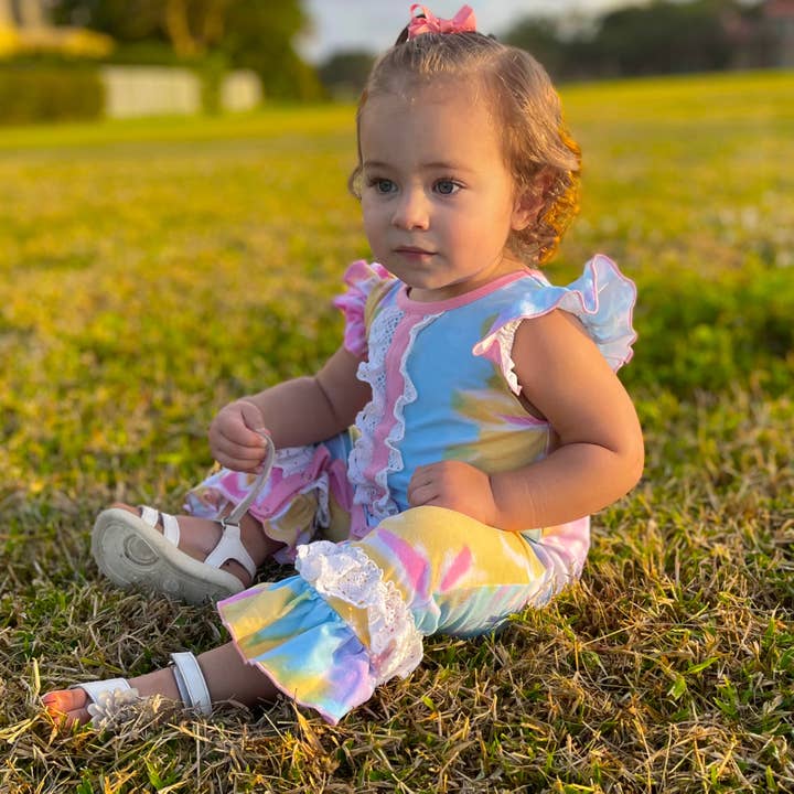 AnnLoren - Wholesale Jumpsuit - Baby - Pastel Tie Dye Baby Girls Spring Romper Easter Kids Clothes