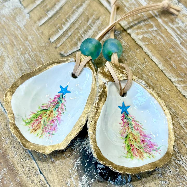 Coast and Cork - Wholesale Ornament - Coastal Christmas Tree Ornament - Oyster Shell