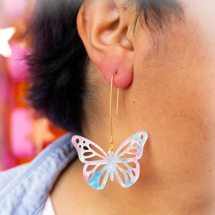Cotton Candy Life is Beautiful Butterfly Earrings for wholesale by Sunshine Studio