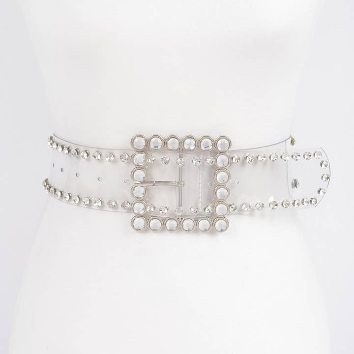 Pearl Buckle Plus Size Clear Belt W/Pearl HB8629 for wholesale by 3AM BY H&D ACCESSORIES