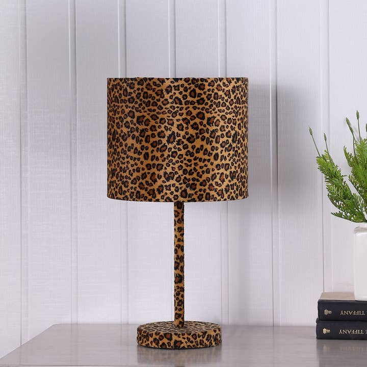HomeRoots - Wholesale Accent/Desk Lamp - 19” Modern Faux Leopard Print Suede Table Lamp2
