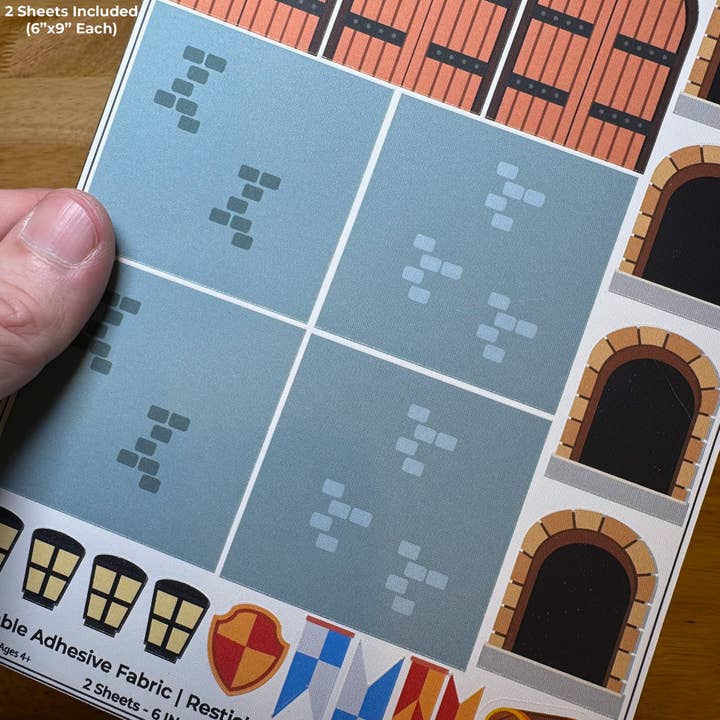 RestickBrix - Wholesale Building Set - Kids - Reusable Decals for Magnetic Tiles & Bricks - Castle2