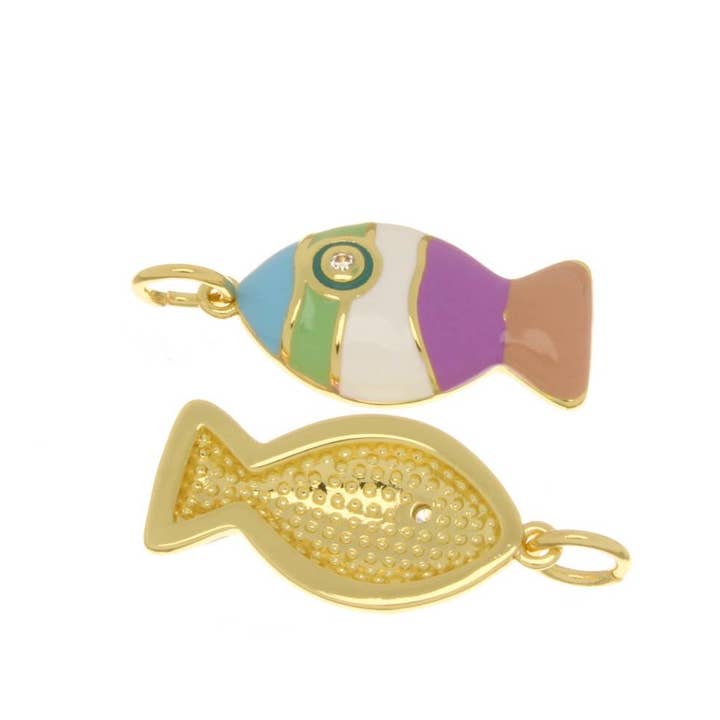 Jewel Pledge - Vente Breloques/médailles personnalisées - Charms de poissons en or émaillé exotique pour la fabrication de bijoux #22
