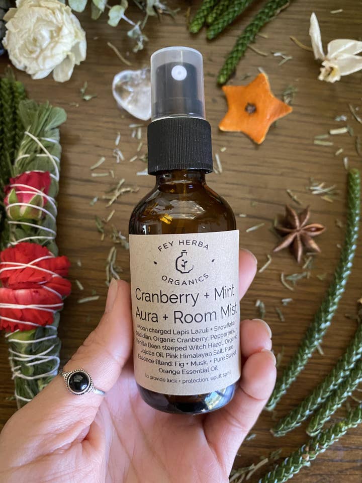 Cranberry + Mint Aura Cleanse Mist for wholesale by Fey Herba Organics LLC