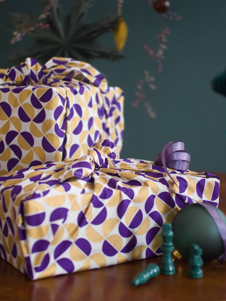Fabric Gift Wrap Gold Moons Reusable for wholesale by FabRap Furoshiki