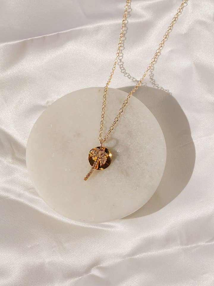 Isla Palm Tree Necklace for wholesale by NOORNOIR