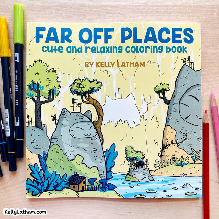 Far Off Places – Cute & Relaxing Coloring Book for Adults for wholesale by Kelly Latham Art
