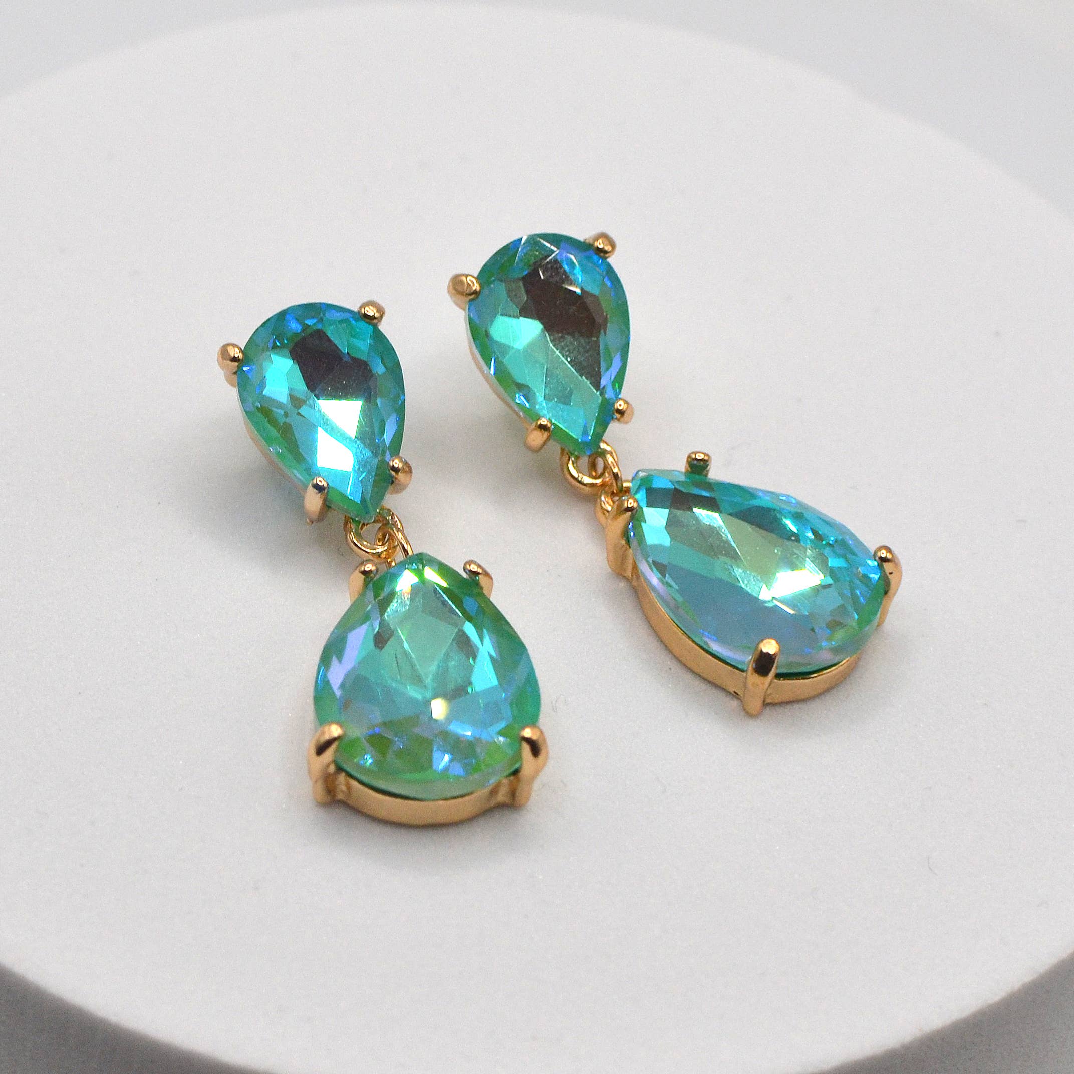 StarryNYC - Wholesale Dangle Earrings - Teardrop Glass Stone Dangle Crystal Bridal Earrings17