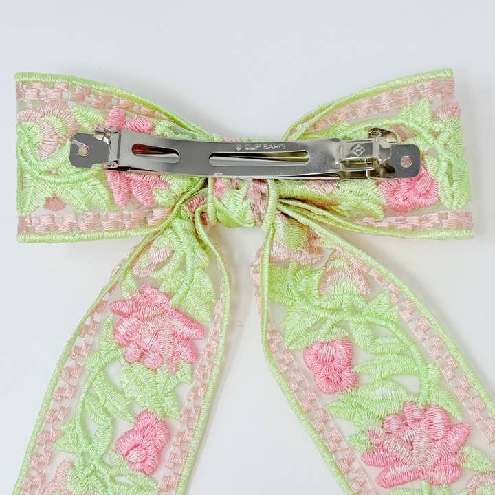 Ellison+Young - Vente Pince à cheveux – femme - Barrette à cheveux noeud brodé de fleurs en dentelle9