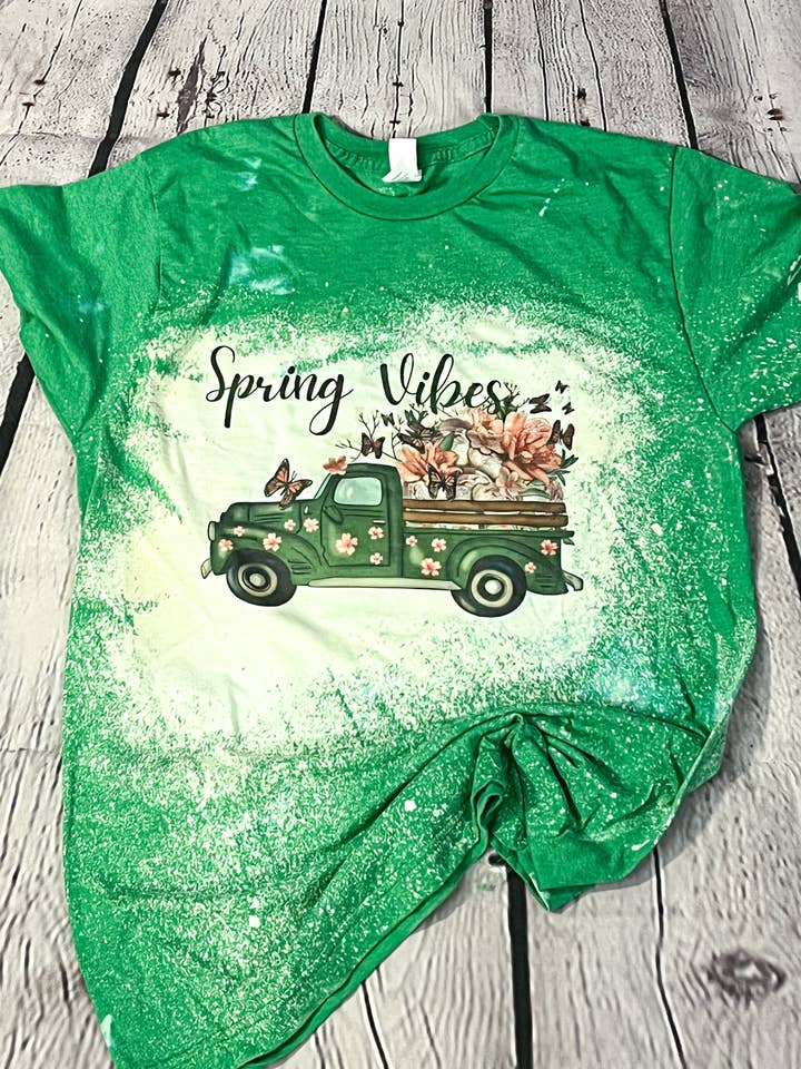 Spring Vibes Bleached Tee for wholesale by MM Custom Apparel