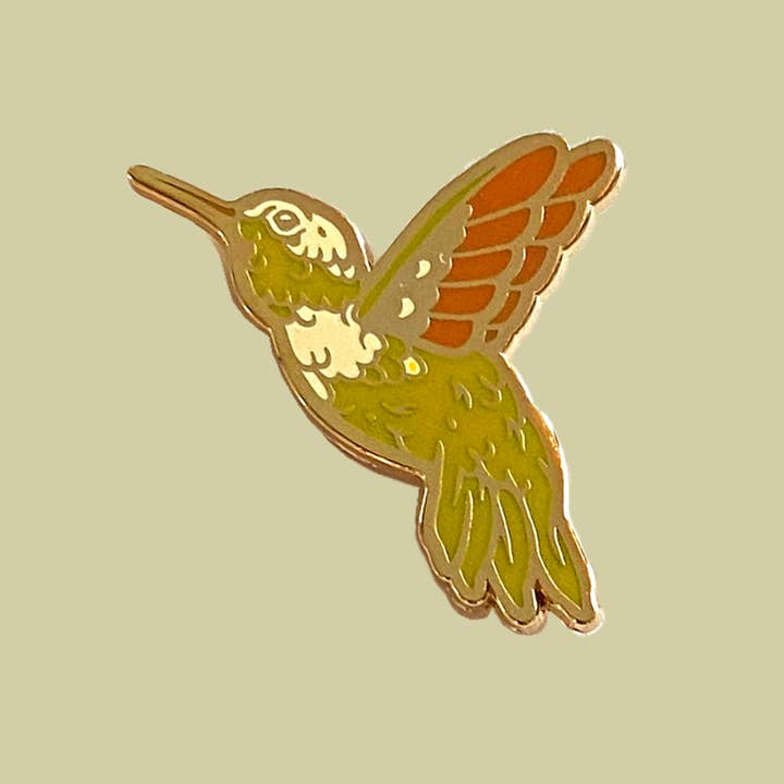 Hummingbird Enamel Pin 1.25” for wholesale by Mustard Beetle