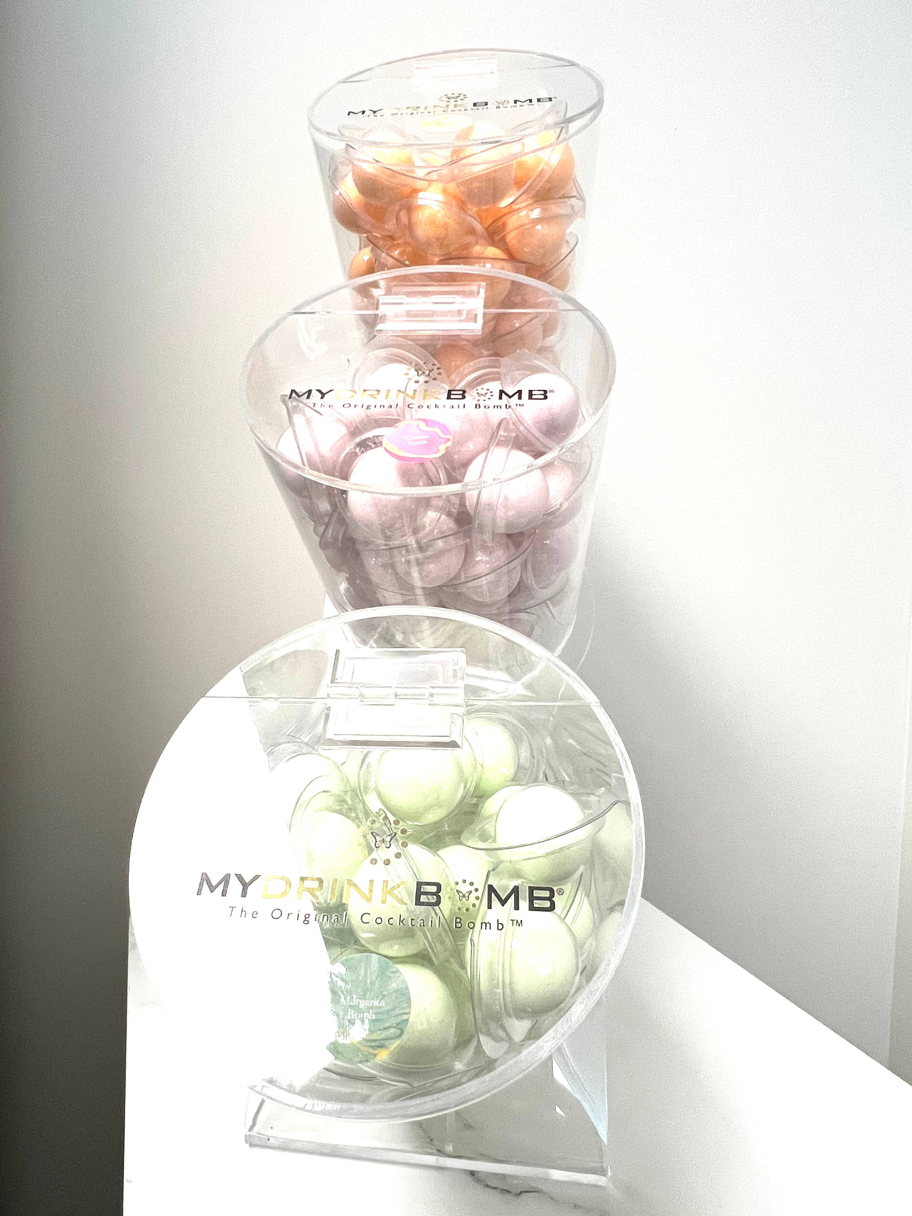 My Drink Bomb - Wholesale Retailer Display - Food & Drink - 150 Bombs 3 Tier Acrylic Retail & Sampling Container2