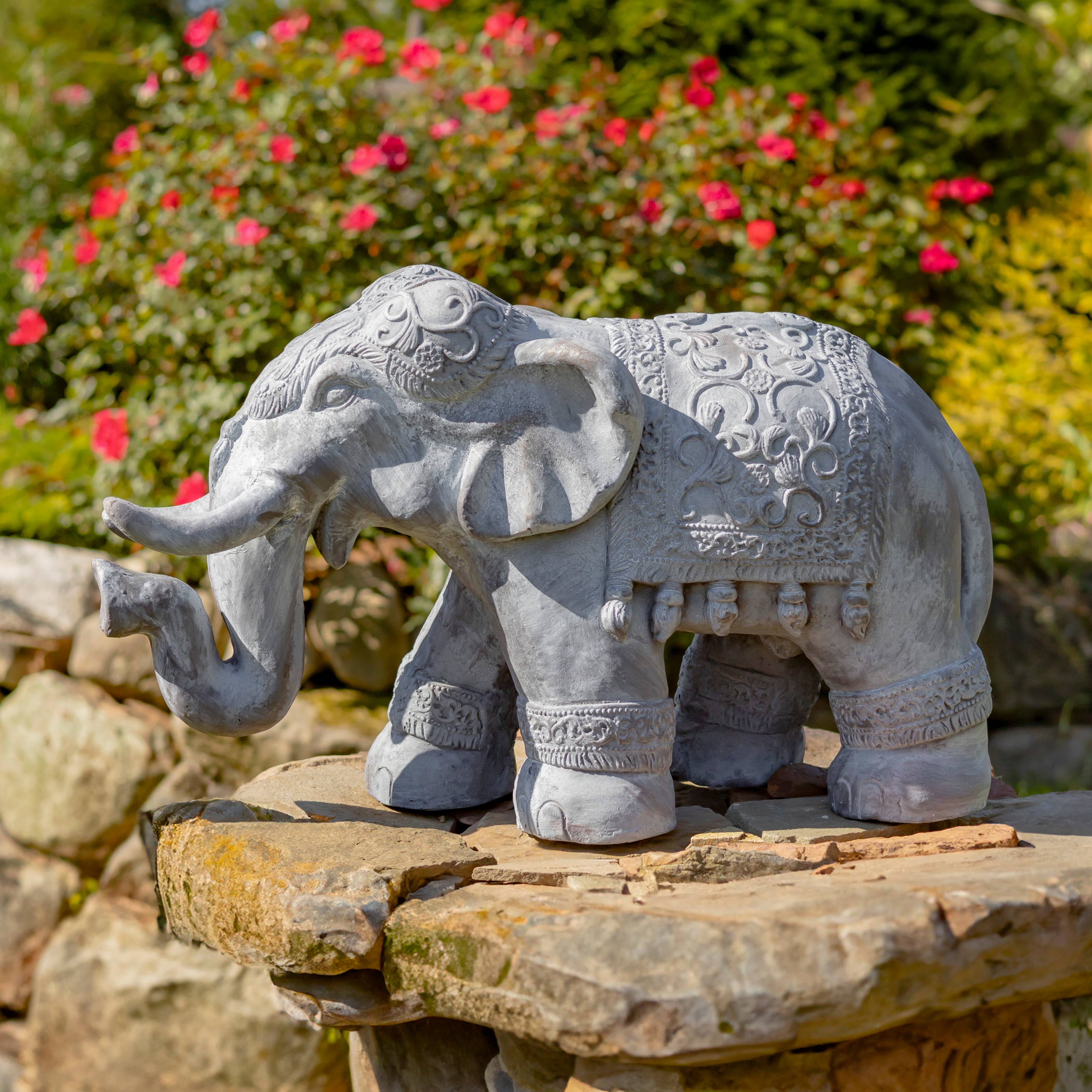 Zaer Ltd. International - Wholesale Outdoor Ornament/Decor - Magnesium Boho Elephant Statue- 3 Color Options1