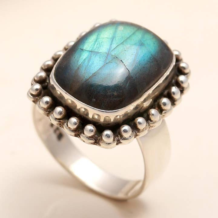Bague en argent 925 avec labradorite pour la vente par AG 925 JEWELLERY