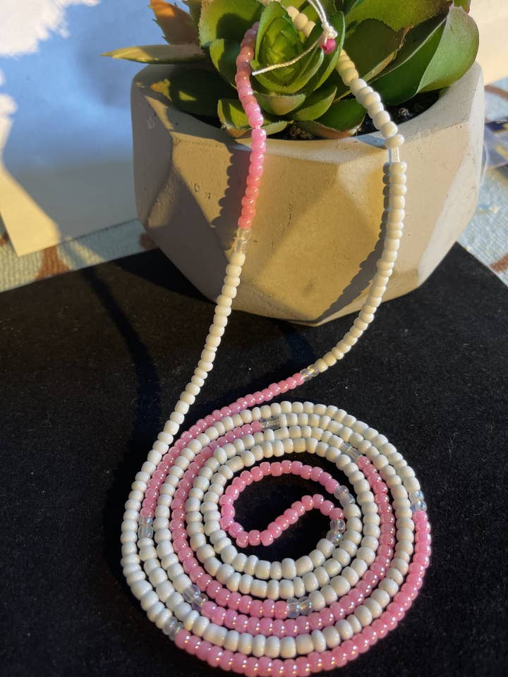 Cinturas de amarração rosa e branco de 2 fios por atacado de Letrice Custom Creations LLC