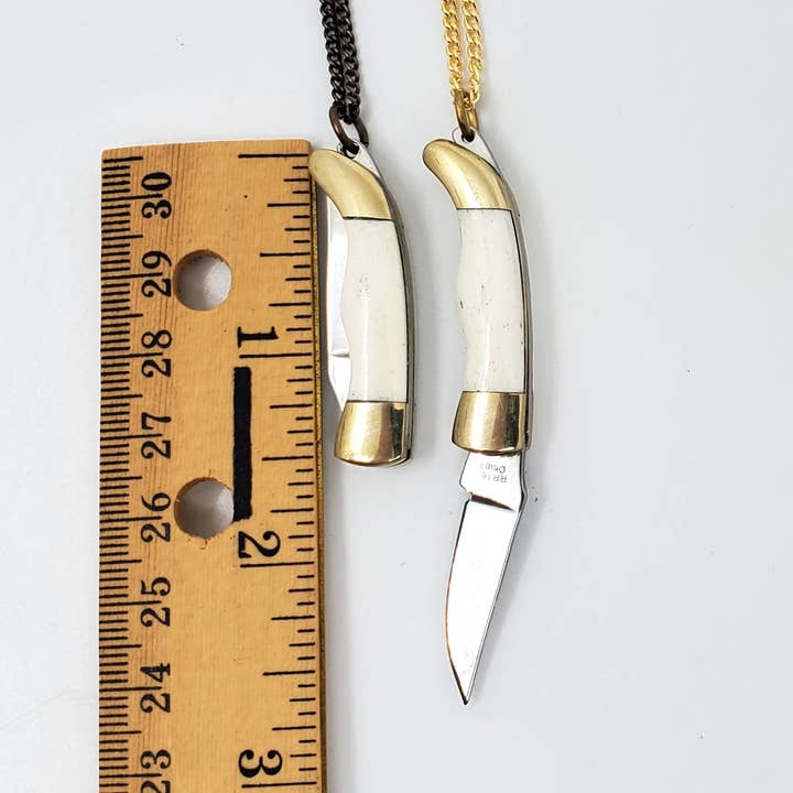 Terra Tokens - Wholesale Pendant/Charm Necklace - Mini Knife Necklace 1 1/2" Bone Handle 28" Brass Chain2