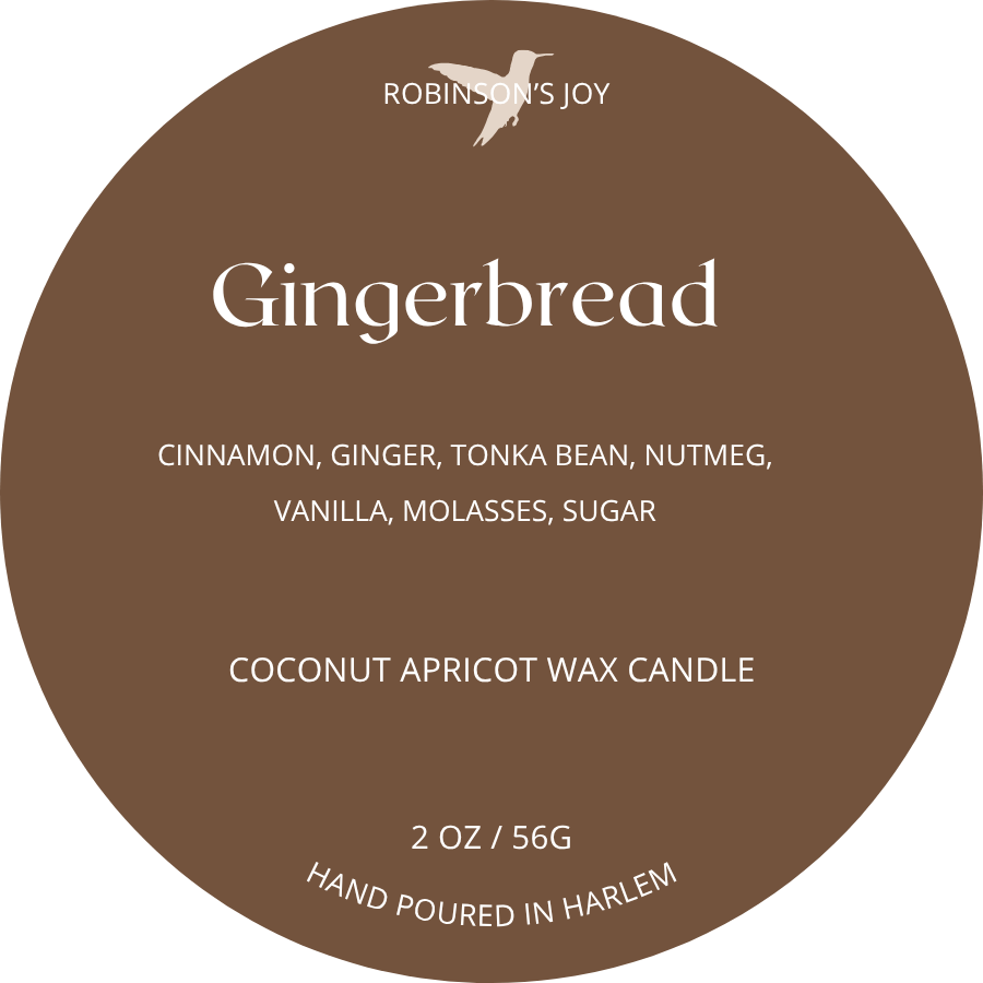 ROBINSON'S JOY - Wholesale Travel Candles - Gingerbread 2oz Candle- Fall Collection 20253