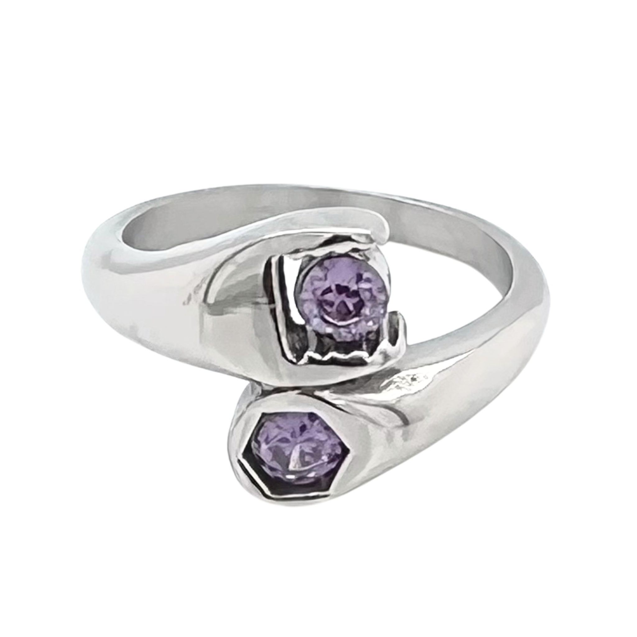 WJW - Wholesale Cocktail/Statement Ring - CZ Wrench Polished Stainless Steel Ring0