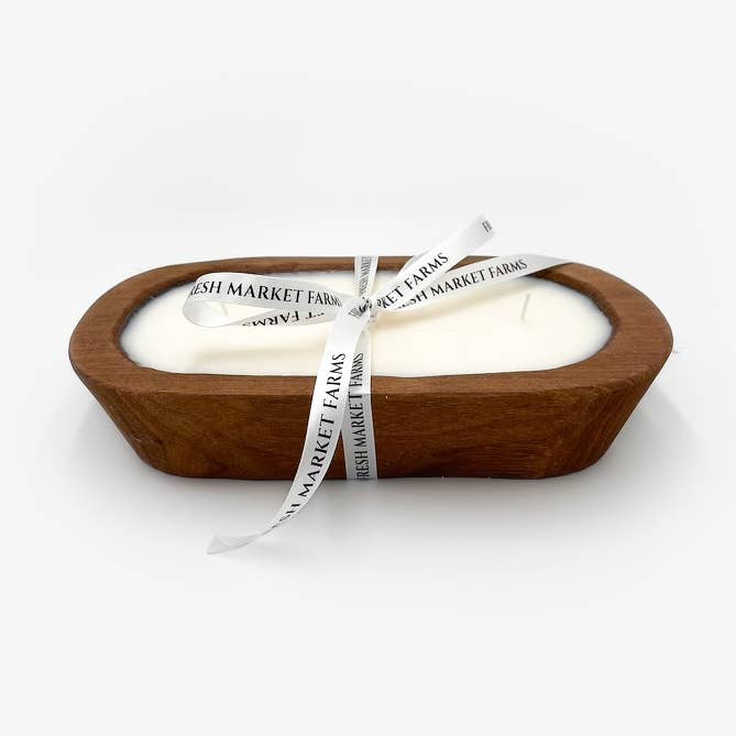 Natural Finish Oval Dough Bowl Candle for wholesale by Fresh Market Farms