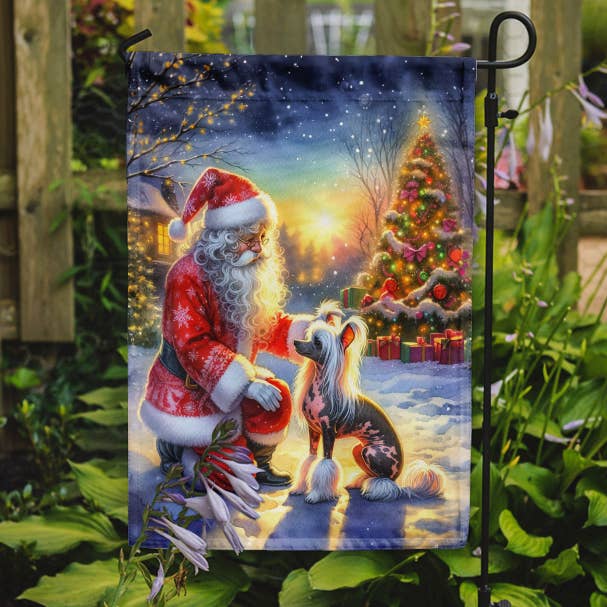 Caroline's Treasures - Wholesale Flag - Chinese Crested and Santa Claus Garden Flag DAC40950