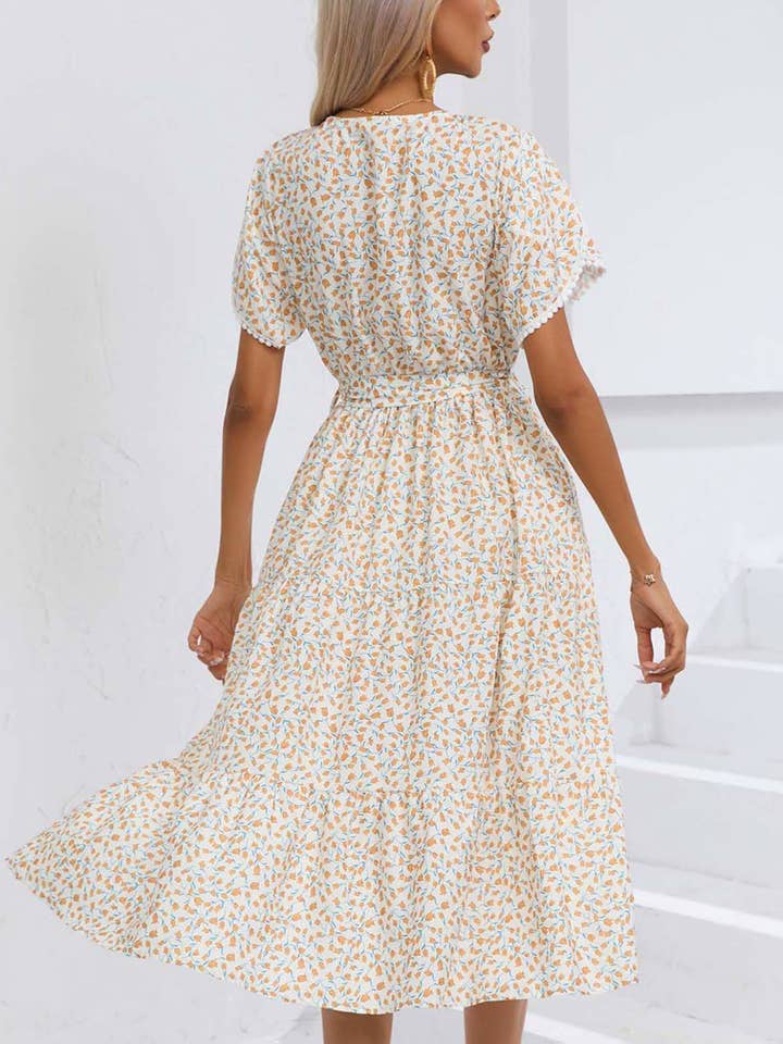 Wholesalesir - Wholesale Dress - Women's - Floral Split V-neck Dress
