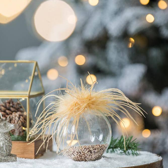 A&B Home Group Inc. - Wholesale Ornament - D4" Golden Feather Glass Ornament2