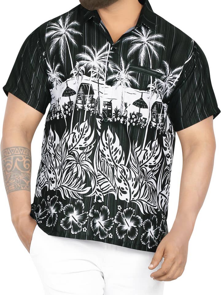 LA LEELA Men's Hawaiian Beach Shirts M Moonlight, Bushy for wholesale by LA LEELA \ HAPPY BAY