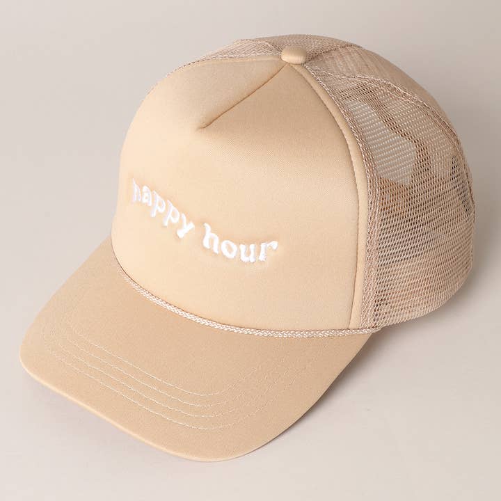 Fashion City - Vendita all'ingrosso Cappellino da camionista - Donna - Cappello da camionista ricamato Happy Hour10