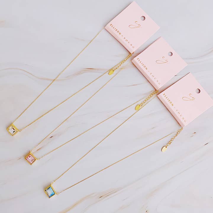 Ellison+Young - Wholesale Pendant/Charm Necklace - Sweet Square Pendant Necklace3