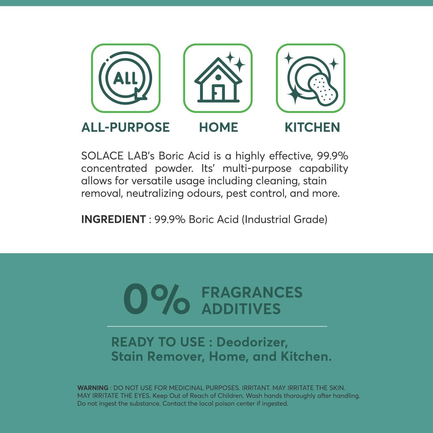 Solace - Wholesale Multi-Surface Cleaner - Boric Acid - 99.9% Pure Fine Powder | Multi-Purpose Cleaning2