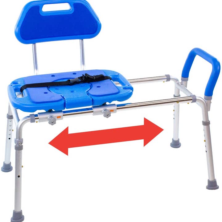 HydroGlyde Premium Sliding Bath Transfer Bench with Cutout for the Physically Handicapped or Disabled for wholesale by Platinum Health LLC