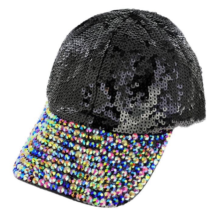 SP Sophia Collection - Wholesale Baseball Cap - Women's - Fully Sequin & Rhinestone Embellished Baseball Cap0