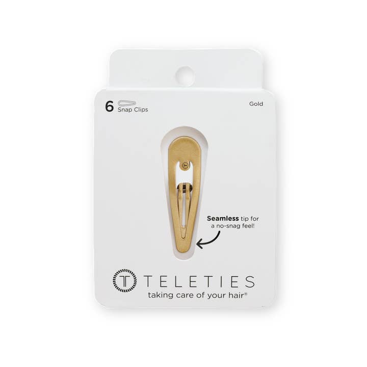 TELETIES - Wholesale Hair Clip - Women's - Snap Clip | Gold | 6 Count