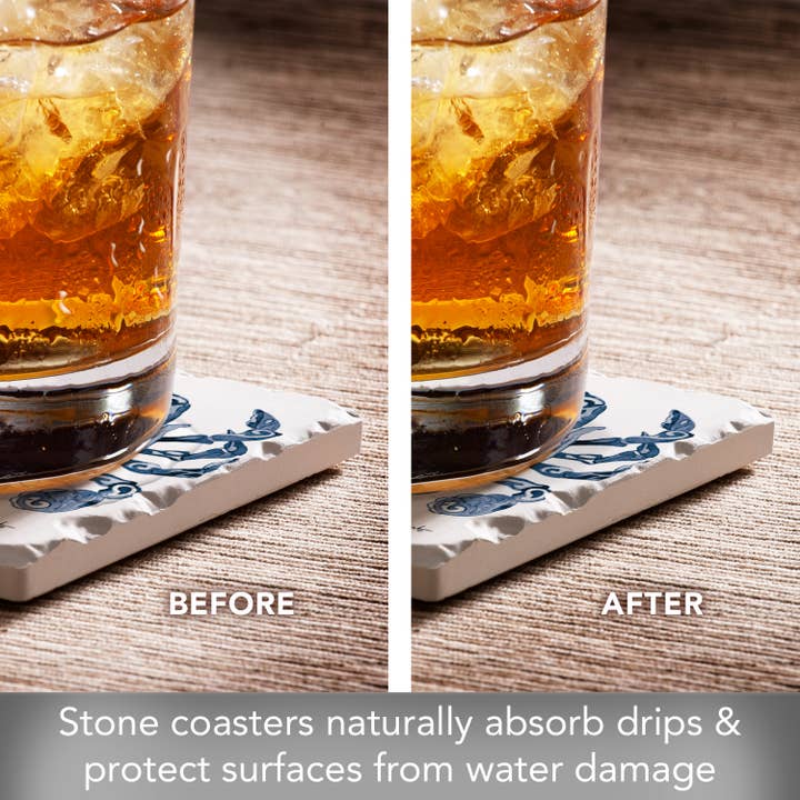 CounterArt/Highland Home/Thirstystone/CoasterStone - Wholesale Coasters - Nassau Sea Life Assorted Image Tumbled Tile Coaster 4 Pack