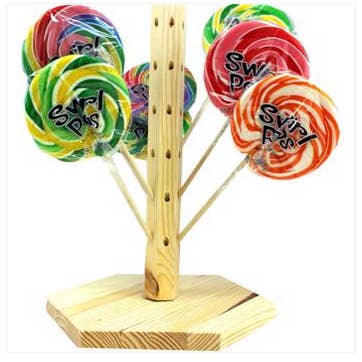 iSweet.ca - Wholesale Lollipop - Albert Swirl Twirl Whirly Pops 3 oz on Wooden Tree 48