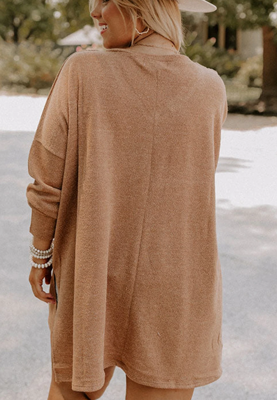 Parchemin Tunique en maille à épaules tombantes grande taille couleur parchemin en vente sur Faire2