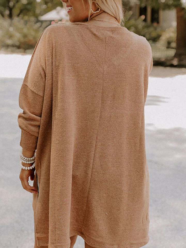 Parchment Plus Size Drop Shoulder Knit Tunic Top for wholesale on Faire2