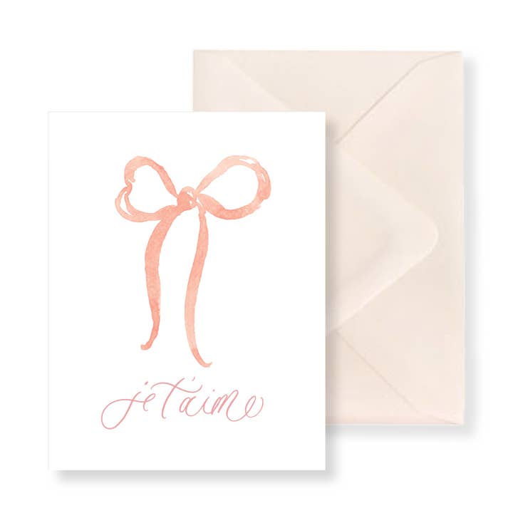 Je T'aime Watercolor Greeting Card for wholesale by Simply Jessica Marie